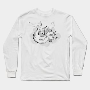 Unicorn Fairy Mer-Panda (Black & White) Long Sleeve T-Shirt